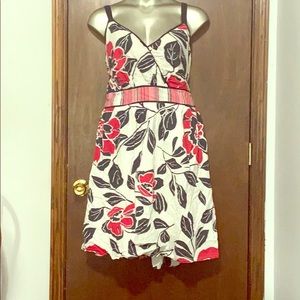 Lane Bryant Red White Blue Floral Midi Dress